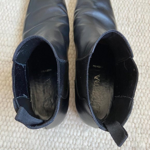 Mens Prada Black Leather boots Size 8 square toe main image 5